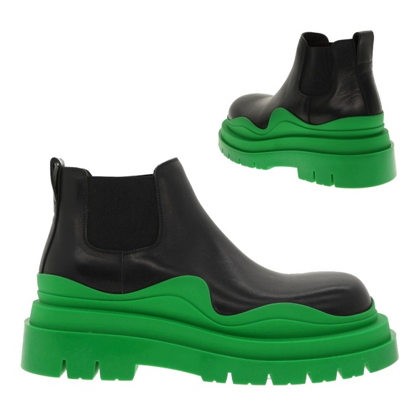 Bottega Veneta Men’s Tire Ankle Boots Military Calf Black Leather Size 12 US New - Picture 1 of 9